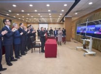 Chinese space administrators at the virtual signing ceremony (CNSA)