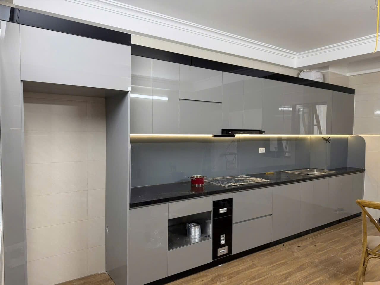 Tủ bếp Inox cánh Acrylic cốt PVC