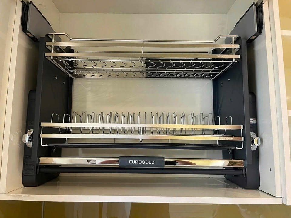 Giá bát đĩa nâng hạ Eurogold inox 304 nan Oval EPV9080Pro