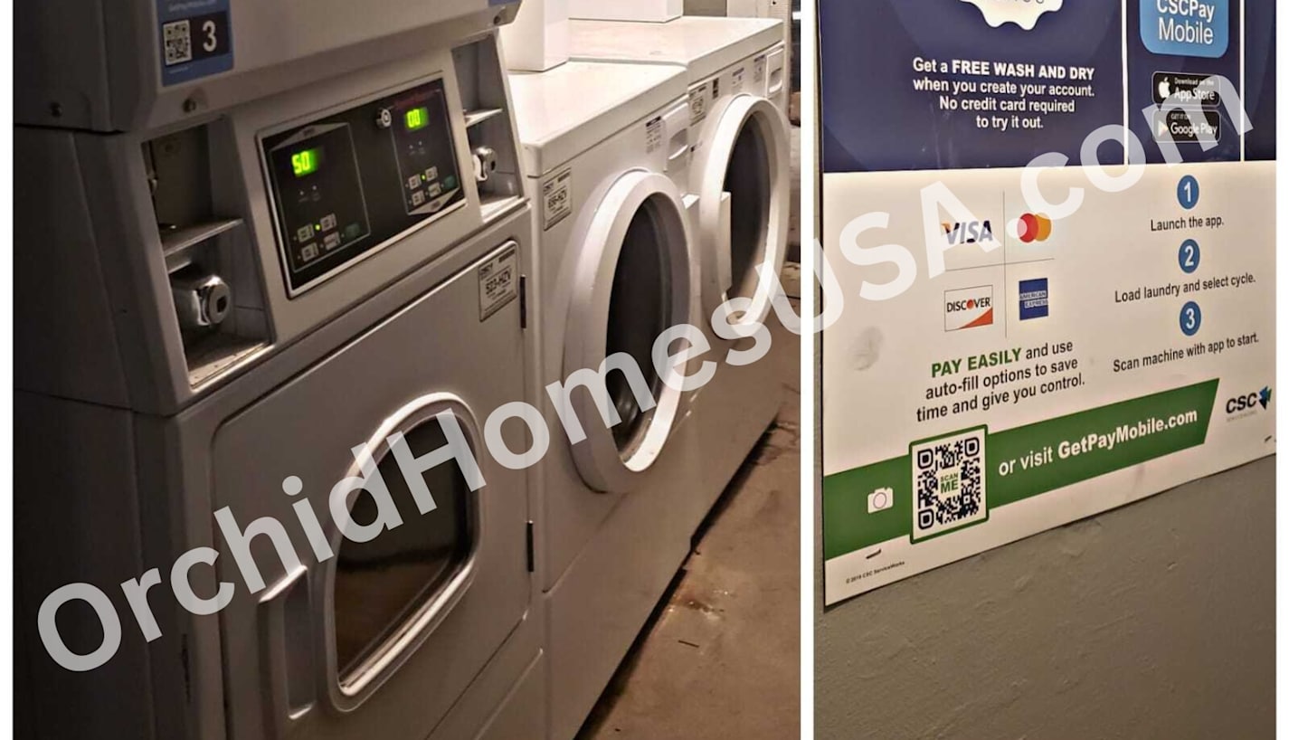Shared laundry room at 909 South 35th Apartments.