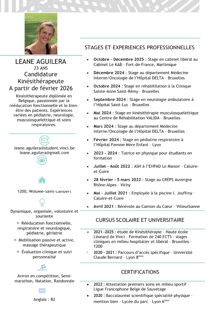 Recherche emploi kiné Région de Bruxelles-Capitale