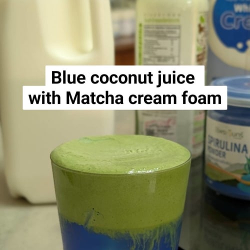 A Blue Coconut Water with Whipped Matcha Foam, Homemade Edition รูปที่ 1