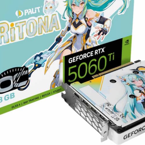 PALIT RTX 5060 Ti RiTONA OC การ์ดจอขาวลายอนิเมะ ตัวสั้น 23.4 ซม. ใส่เคสเล็กได้ รูปที่ 1