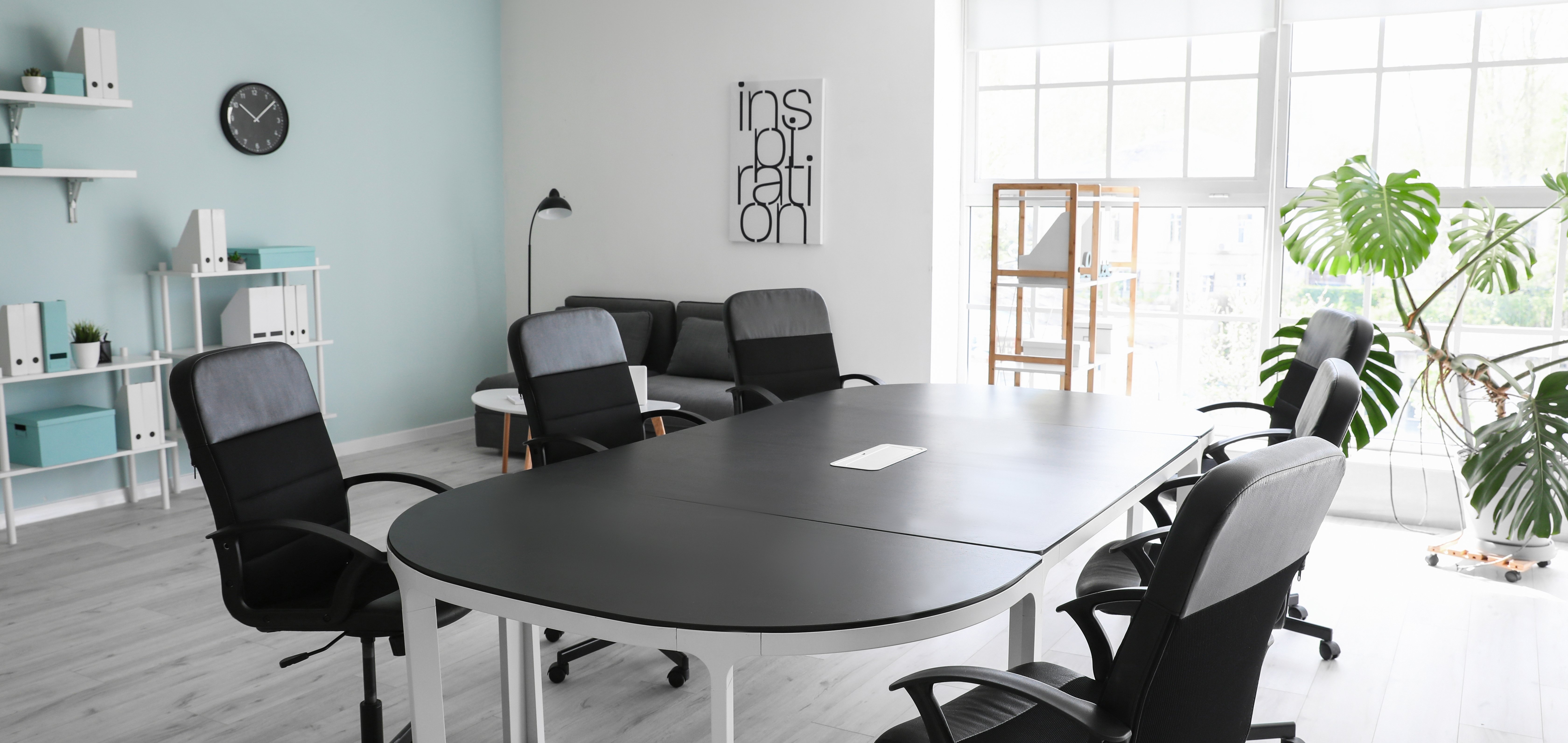 Modern stylish office design with optimal lighting arrangement