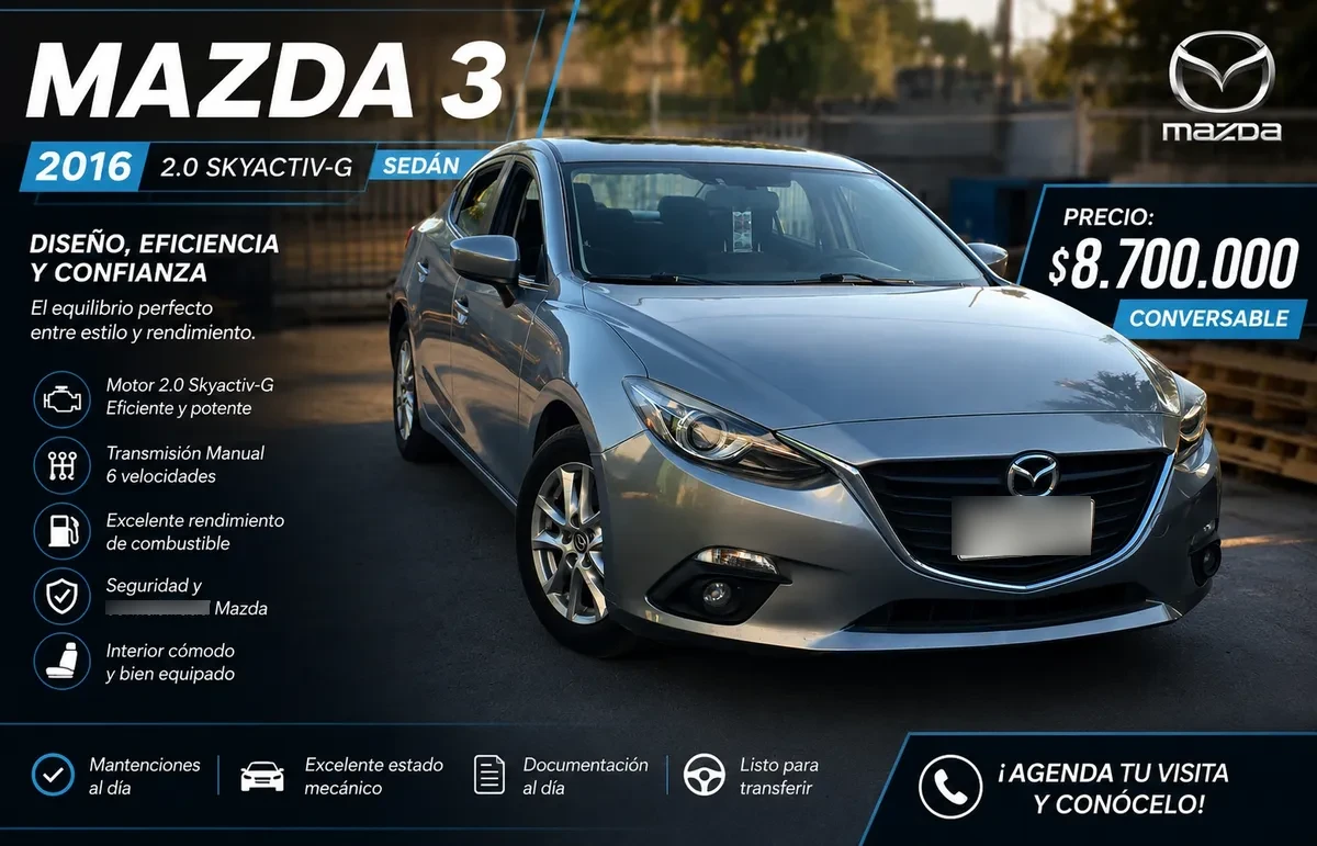 MAZDA MAZDA3 2.0 Sport Gt Sr At año 2016
