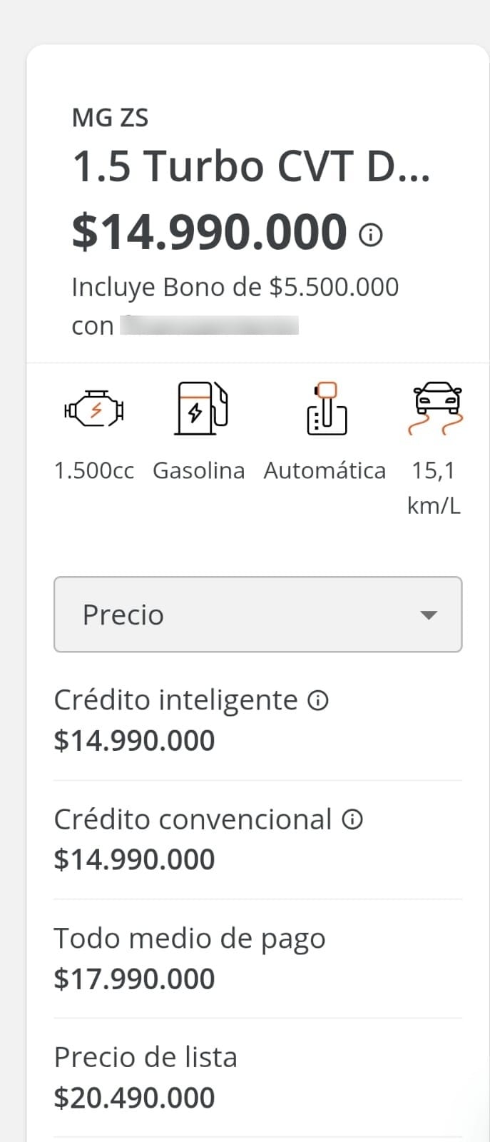 MG ZS 1.5 Std Mt año 2026