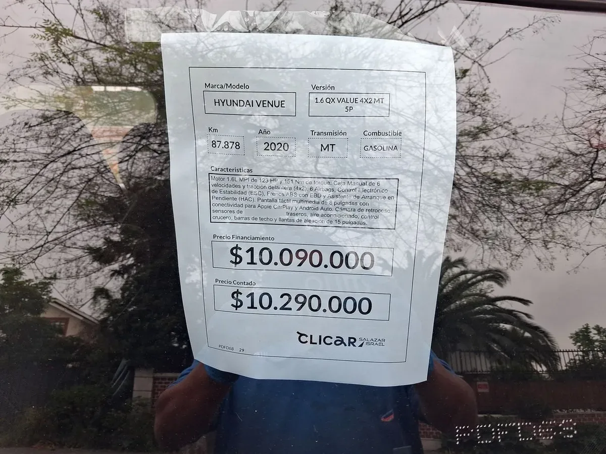 Hyundai Venue 1.6 Qx Value 4x2 Mt 5p año 2020
