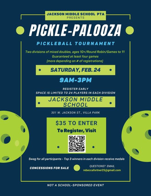 Pickle-Palooza for Jackson Middle School PTA - Pickleball Event