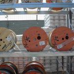 Example of 838mm Coil/Drum Support when in use outdoor - closed up view.