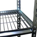 Global shelving galv rivet mesh decks example on racks.