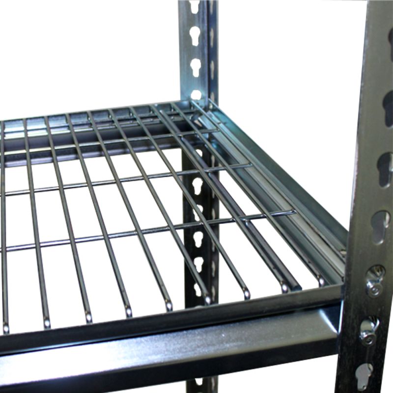 Global shelving galv rivet mesh decks example on racks.
