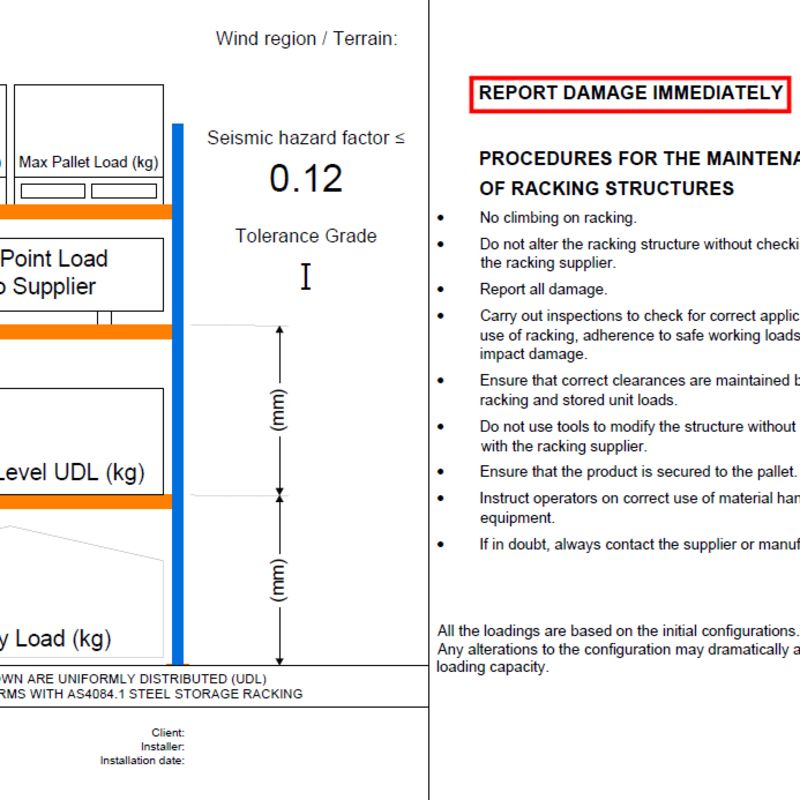 Load Sign for Pallet Racking : High Quality Aluminium Sign