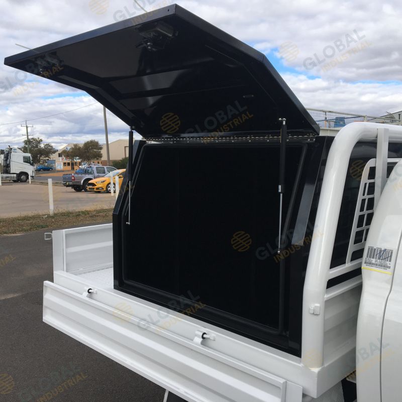 Black Ute Canopy 1200mm installed on top of a truck.