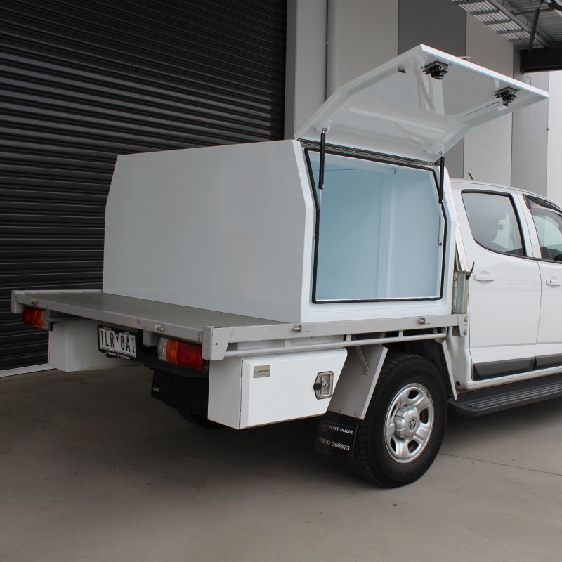 White Ute Canopy 1200mm Usage Example on Top of a Truck with one of the lids opened