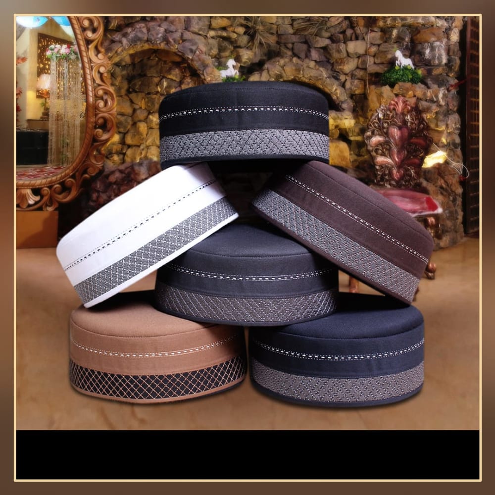 Modestile Nishaat Cap, Premium Quality Islamic Cap For Men, Kufi Hats, Muslim Cap Soft Prayer Cap Namaz Topi Unique Style Caps Koofi Suiting Fabric, Muslim Headwear