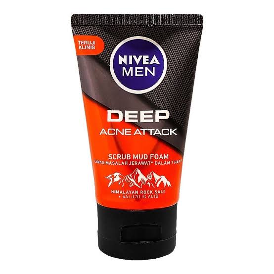 NIVEA MEN DEEP Acne Oil Clear Scrub Mud Foam daily acne-fighting face wash 