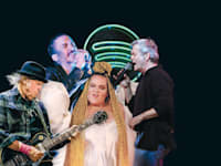 מימין: שלמה ארצי, נטע ברזילי, דניס לויד וניל יאנג / צילום: יעקב סער - לע''מ, רויטרס, AP