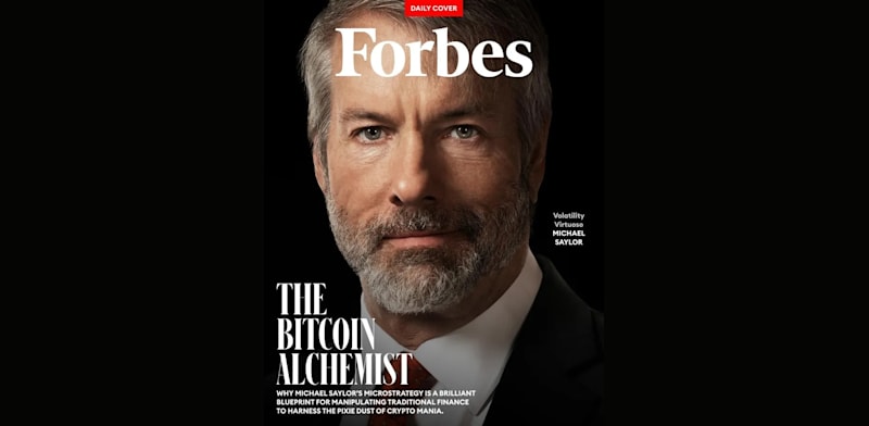 מייקל סיילור על שער פורבס בינואר. ''האלכימאי של הביטקוין''