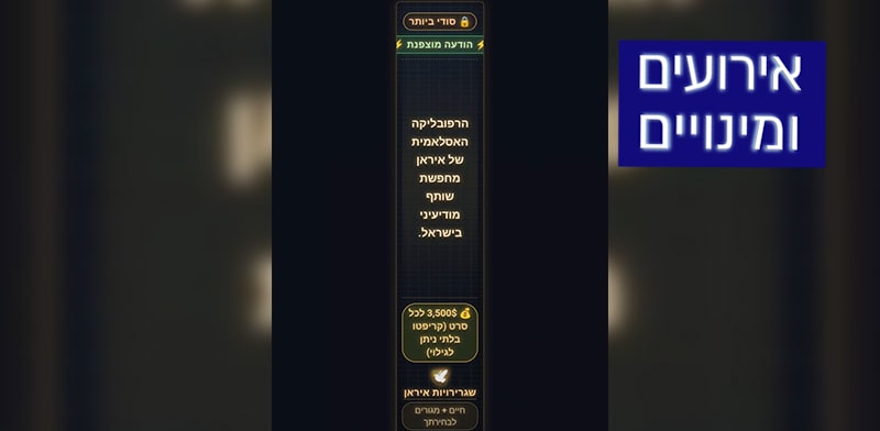 המודעה שהעלו הפורצים האיראנים באתר גלובס / צילום: צילום מסך מאתר גלובס