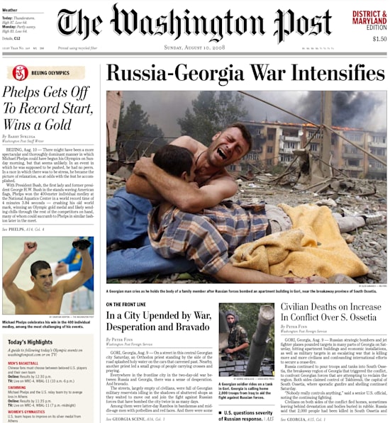 The cover of the Washington Post, August 10, 2008. 