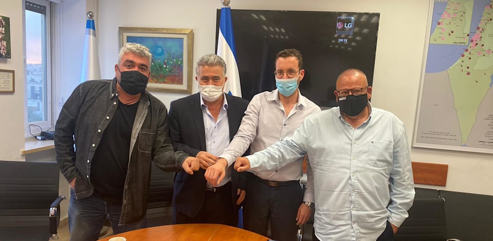 ארנון בר דוד + איציק שמולי +רמי בז'ה + עמיר פרץ / צילום: דוברות ההסתדרות