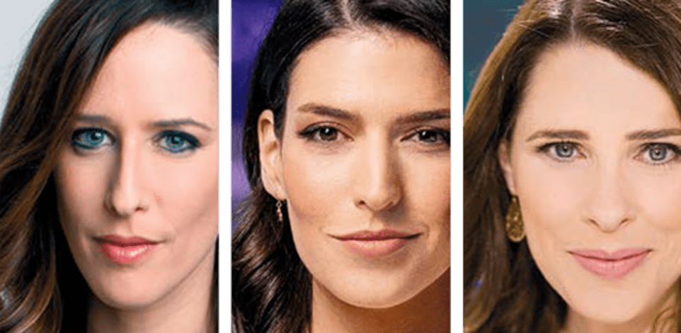 מימין: תמר איש שלום, דוריה למפל ויונית לוי. המגישות הן רק מרכיב קטן בתמונה / צילום: רונן פדידה, כאן 11, דור מלכה