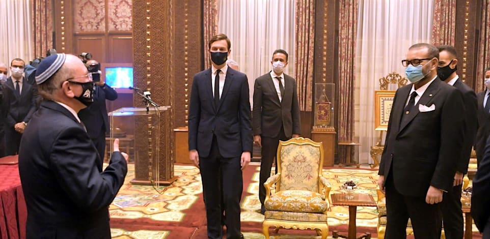 ראש המל"ל וג'ראד קושנר בפגישה עם מלך מרוקו / צילום: דוברות הכנסת עמוס בן גרשום
