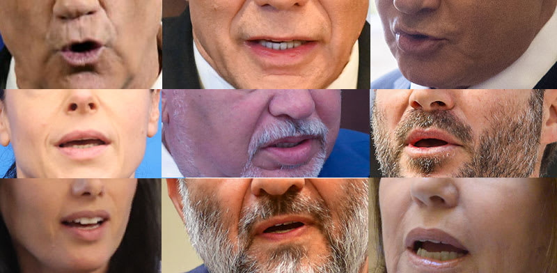 מה אומרות המילים שצייצו הפוליטיקאים / צילום: יוסי זמיר, רפי קוץ, אמיל סלמן "הארץ", דוברות הכנסת, אלכס קולומויסקי, אוריה תדמור, מארק ישראל סלם