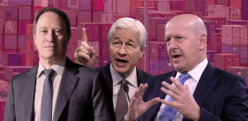 דויד סולומון (גולדמן זאקס), גיימי דיימון (ג'יי.פי מורגן), טד פיק (מורגן סטנלי) / צילומים: רויטרס/Evelyn Hockstein/AP Mark Lennihan, AP/JEENAH MOON