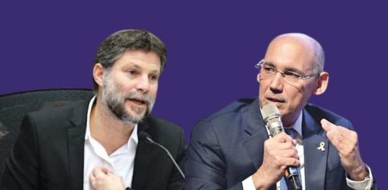 פרופ' אמיר ירון, נגיד בנק ישראל, ובצלאל סמוטריץ', שר האוצר / צילום: יוסי כהן, נועם מושקוביץ' - דוברות הכנסת