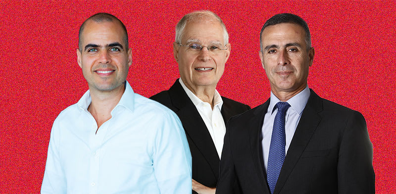 יהודה בן אסאייג, יו''ר הקבוצה; ארי קלמן, מנכ''ל קבוצת מנורה; מיכאל קלמן, מנכ''ל חברת הביטוח / צילום:  יעל צור, נטי לוי