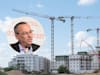 "עגורנים באתר בנייה. בעיגול: נשיא התאחדות הקבלנים בוני הארץ, רוני בריק / צילום: שאטרסטוק, תמר מצפי"