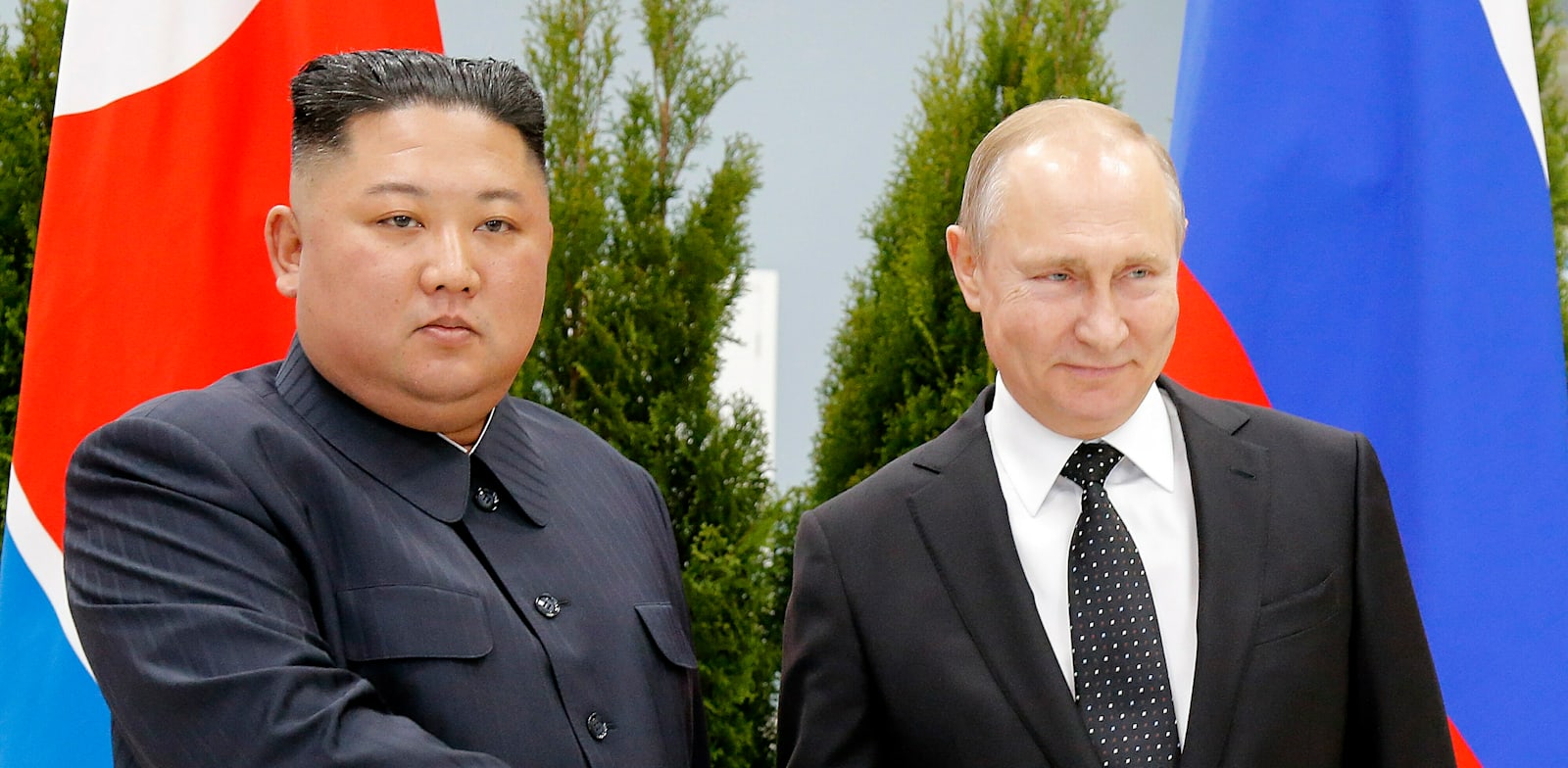 "מפגש בין ולדימיר פוטין וקים ג'ונג און / צילום: Associated Press, Alexander Zemlianichenko"