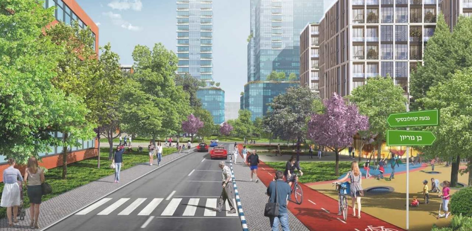 התחדשות רחוב בן גוריון בגבעתיים / הדמיה: ברל לוי אדריכלים ומתכנני ערים