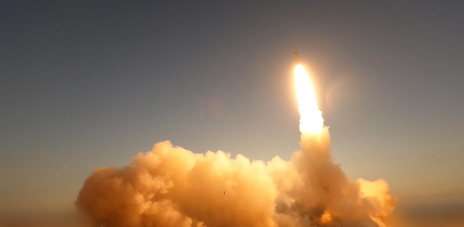 שיגור חץ 3 במהלך המלחמה / צילום: דוברות משרד הביטחון