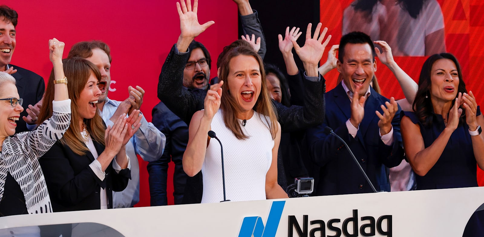 "אן ווייציצקי, מנכ''לית ומייסדת 23andMe בהנפקת החברה בנאסד''ק / צילום: Reuters, PETER DASILVA"