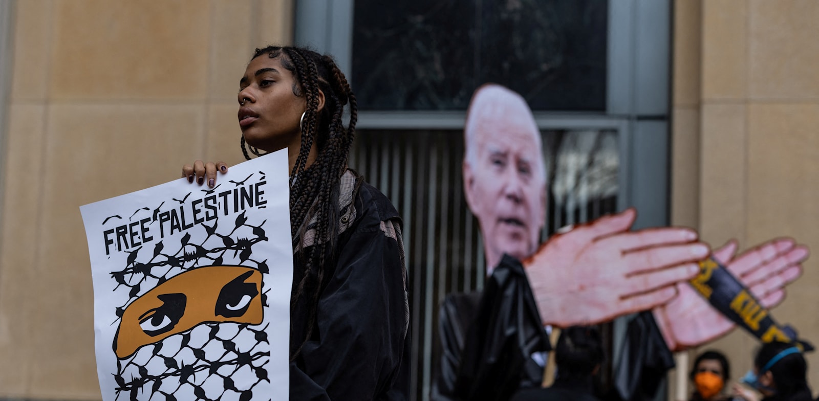 "הפגנה פרו-פלסטינית מחוץ לבית המשפט הפדרלי באוקלנד, קליפורניה, בשבוע שעבר / צילום: Reuters, Pol Vio Namer"