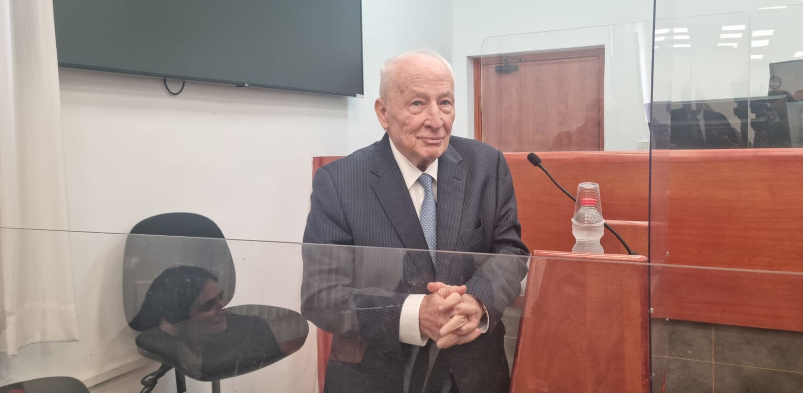 "היועמ''ש לשעבר יהודה וינשטיין מעיד במשפטו של ראש הממשלה בנימין נתניהו, היום / צילום: ניצן שפיר"