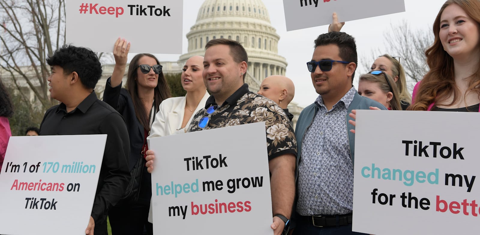 "מפגינים בארה''ב בעקבות החקיקה נגד טיקטוק / צילום: Reuters, Lenin Nolly"