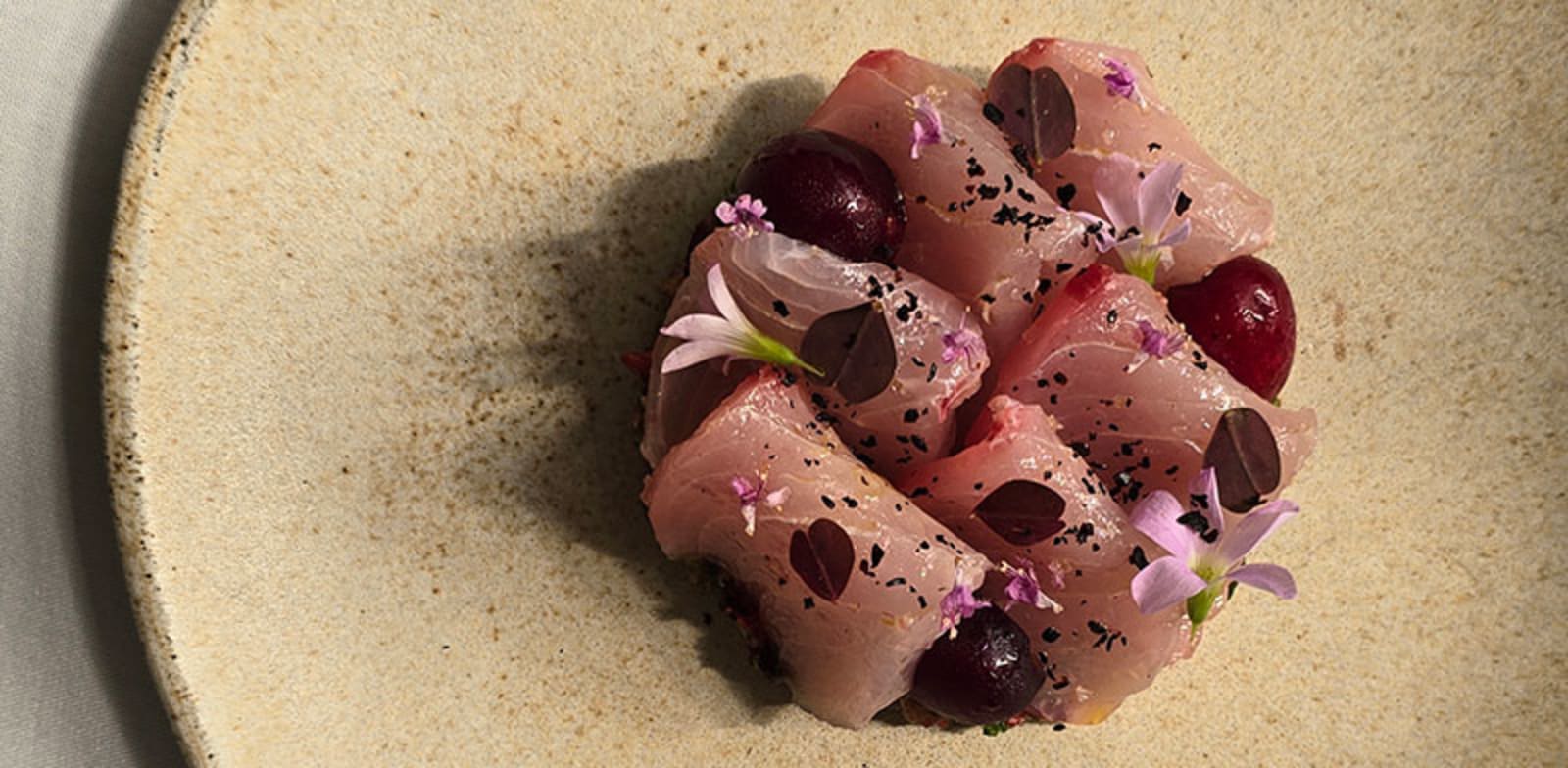 "אינטיאס עם סלסת דובדבנים וסלרי באריסת דובדבן / צילום: גיל דהאן"