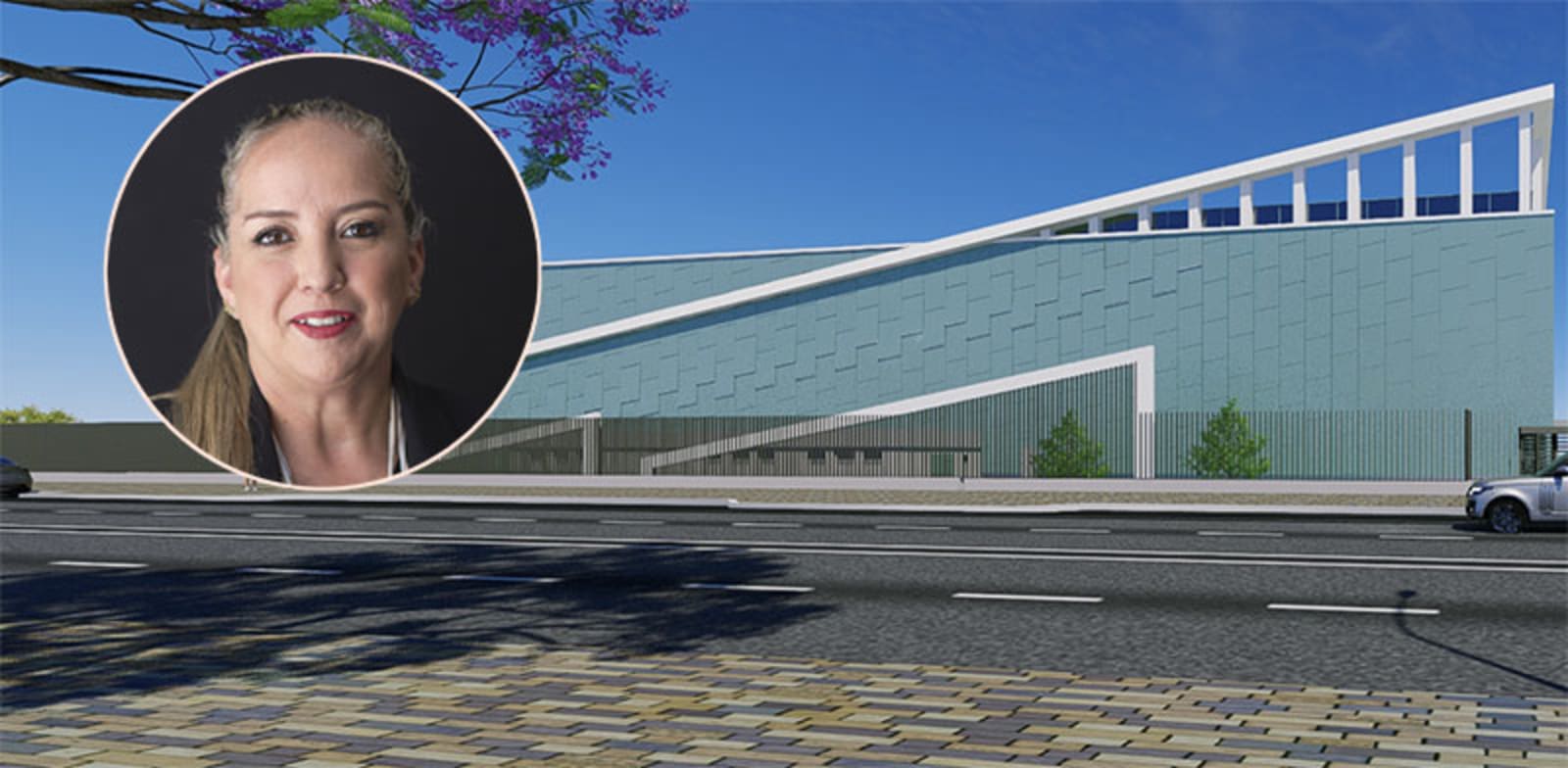 "הדמיית חוות השרתים המתוכננת. בעיגול: שלי לנצמן, מנכ''לית מיקרוסופט ישראל לשעבר / צילום: יח''צ, רמי זרנגר"