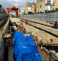 עבודות על הקו הירוק של הרכבת הקלה / צילום: בר לביא