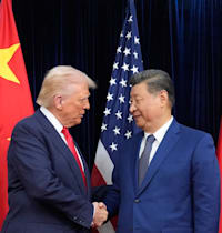 נשיאי ארה''ב וסין יחד / צילום: ap, Mark Schiefelbein