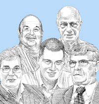 שלמה אליהו, דוד פורר, ישי דוידי, זוהר לוי, אהרון פרנקל / איור: גיל ג'יבלי