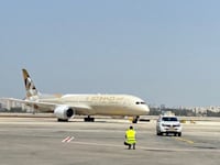 מטוס של אתיחאד בנתב''ג / צילום: מיכל רז חיימוביץ