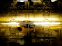 גלופה של שטרות של חמש דולר במטבעה של ארה''ב בוושינגטון הבירה / צילום: Reuters, Gary Cameron