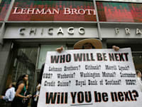 משרדי ליהמן ברדרס בניו יורק, ב־2008 / צילום: Associated Press, Mary Altaffer