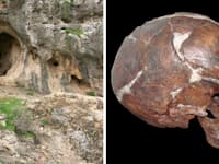 מימין: גולגולת שנמצאה במערת קפזה ליד נצרת. משמאל: מערת א־סח'ול בכרמל. נמצאו שלדים במצב שלם / צילום: ויקיפדיה