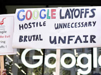 הפגנה נגד חברת גוגל / צילום: Reuters, HENRY NICHOLLS