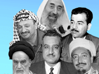 מימין: מוחמד אל–בדר, גמאל עבד אל–נאצר, רוחאללה ח'ומייני, סאדם חוסיין, השייח יאסין ויאסר ערפאת / צילום: Associated Press, Harry Koundakjian, Mario Torrisi, Sayaad, Adel Hana